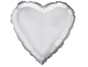 Фольгированный шар Сердце - серебряный